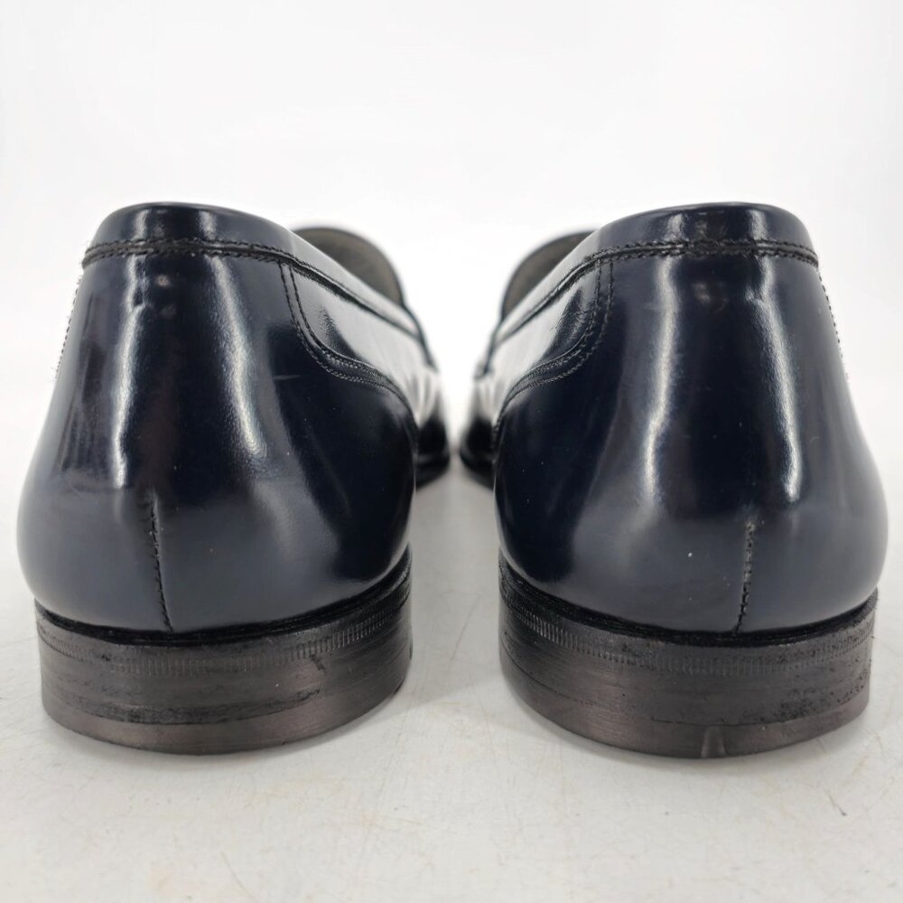 Vintage Bally Italy Navy Blue Leather Dress Shoes Mens 11.5 Penny Loafers Morris - Picture 6 of 11